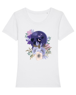Pastel Flowers Tricou mânecă scurtă guler larg fitted Damă Expresser
