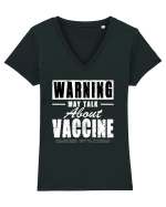 Warning May Talk About Vaccine Tricou mânecă scurtă guler V Damă Evoker