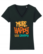 More Happy, Less Crappy! Tricou mânecă scurtă guler V Damă Evoker