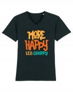 More Happy, Less Crappy! Tricou mânecă scurtă guler V Bărbat Presenter