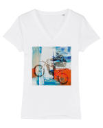 Dirt Bike painting Tricou mânecă scurtă guler V Damă Evoker