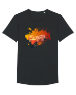 Orange Camera Tricou mânecă scurtă guler larg Bărbat Skater