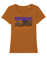 Mediterranean. Wild Camping. Tricou mânecă scurtă guler larg fitted Damă Expresser