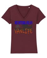 Mediterranean. Vanlife. Tricou mânecă scurtă guler V Damă Evoker