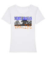 Mediterranean. Vanlife. Tricou mânecă scurtă guler larg fitted Damă Expresser