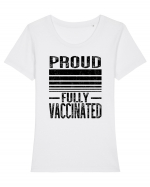 Proud Fully Vaccinated  Tricou mânecă scurtă guler larg fitted Damă Expresser