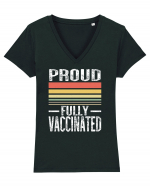 Proud Fully Vaccinated Sunset Tricou mânecă scurtă guler V Damă Evoker