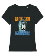 Surfing Is Life The Rest Is Details Tricou mânecă scurtă guler larg fitted Damă Expresser