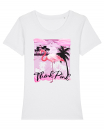 Think Pink - Flamingo Tricou mânecă scurtă guler larg fitted Damă Expresser