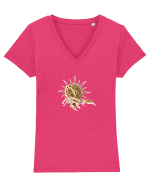 Scorpio Sun color Tricou mânecă scurtă guler V Damă Evoker