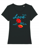 Make Love Not War 7 Tricou mânecă scurtă guler larg fitted Damă Expresser