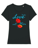 Make Love Not War 7 Tricou mânecă scurtă guler larg fitted Damă Expresser