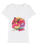Adios School Hello Pool Teacher Student Life Sunset  Summer Tee Tricou mânecă scurtă guler V Damă Evoker