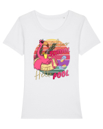 Adios School Hello Pool Teacher Student Life Sunset  Summer Tee Tricou mânecă scurtă guler larg fitted Damă Expresser