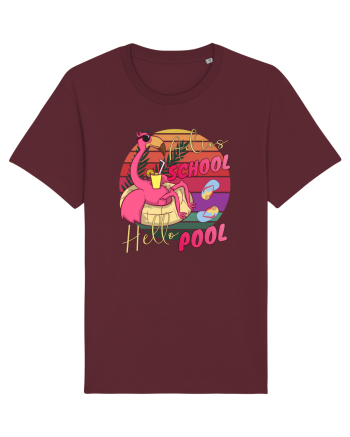 Adios School Hello Pool Teacher Student Life Sunset  Summer Tee Burgundy