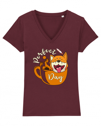 Ziua Perfecta Cafea Drumetie Catelul Shiba Inu Burgundy