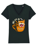 Shiba Inu Caine Cafea Ni Ce Zi Faina Ardelean la Drumetie Tricou mânecă scurtă guler V Damă Evoker