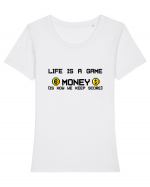 Life Is a Game - Money Tricou mânecă scurtă guler larg fitted Damă Expresser