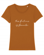 The future is female. Tricou mânecă scurtă guler larg fitted Damă Expresser