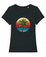 Palm Tree Vintage Tricou mânecă scurtă guler larg fitted Damă Expresser