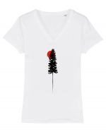 Pine tree Tricou mânecă scurtă guler V Damă Evoker