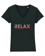 RELAX Tricou mânecă scurtă guler V Damă Evoker