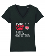 Drink Wine Tricou mânecă scurtă guler V Damă Evoker