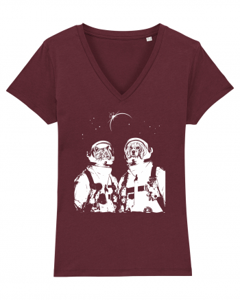 Cat and Dog  Astronauts Burgundy