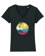 Palm  Tricou mânecă scurtă guler V Damă Evoker