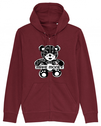 Make Money - Black Teddy Bear Burgundy