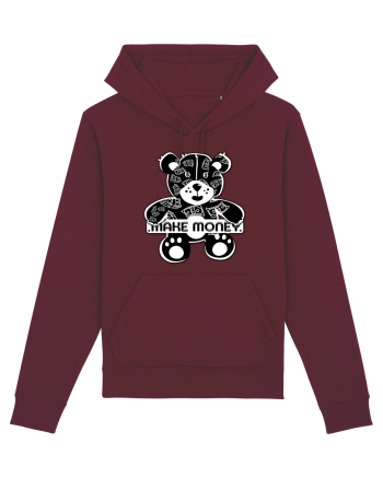 Make Money - Black Teddy Bear Burgundy