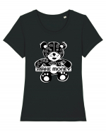 Make Money - Black Teddy Bear Tricou mânecă scurtă guler larg fitted Damă Expresser