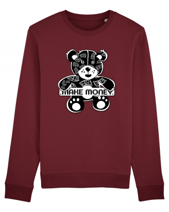 Make Money - Black Teddy Bear Burgundy