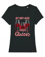 At My Age I Need Glasses Tricou mânecă scurtă guler larg fitted Damă Expresser