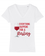 Everything Happens For A Riesling Tricou mânecă scurtă guler V Damă Evoker