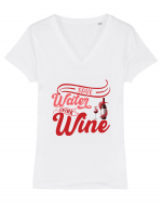 Save Water Drink Wine Tricou mânecă scurtă guler V Damă Evoker