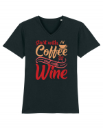 Start With Coffee End With Wine Tricou mânecă scurtă guler V Bărbat Presenter