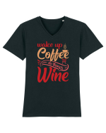 Wake Up Coffee Do Things Wine Tricou mânecă scurtă guler V Bărbat Presenter