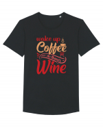 Wake Up Coffee Do Things Wine Tricou mânecă scurtă guler larg Bărbat Skater