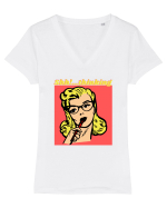 Funny Retro Comic Book Woman Tricou mânecă scurtă guler V Damă Evoker
