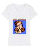 Funny Retro Comic Book Woman Tricou mânecă scurtă guler V Damă Evoker