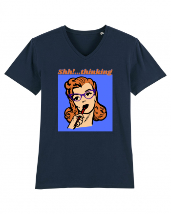 Funny Retro Comic Book Woman French Navy