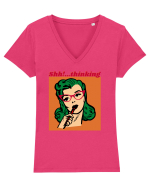 Funny Retro Comic Book Woman Tricou mânecă scurtă guler V Damă Evoker