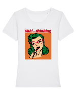 Funny Retro Comic Book Woman Tricou mânecă scurtă guler larg fitted Damă Expresser