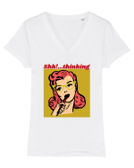 Funny Retro Comic Book Woman Tricou mânecă scurtă guler V Damă Evoker