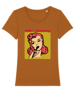 Funny Retro Comic Book Woman Tricou mânecă scurtă guler larg fitted Damă Expresser