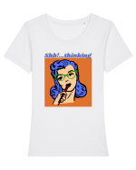 Funny Retro Comic Book Woman Tricou mânecă scurtă guler larg fitted Damă Expresser