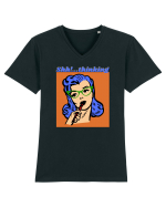 Funny Retro Comic Book Woman Tricou mânecă scurtă guler V Bărbat Presenter