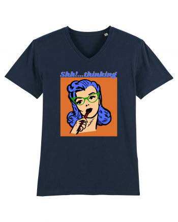 Funny Retro Comic Book Woman French Navy