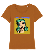 Funny Retro Comic Book Woman Tricou mânecă scurtă guler larg fitted Damă Expresser